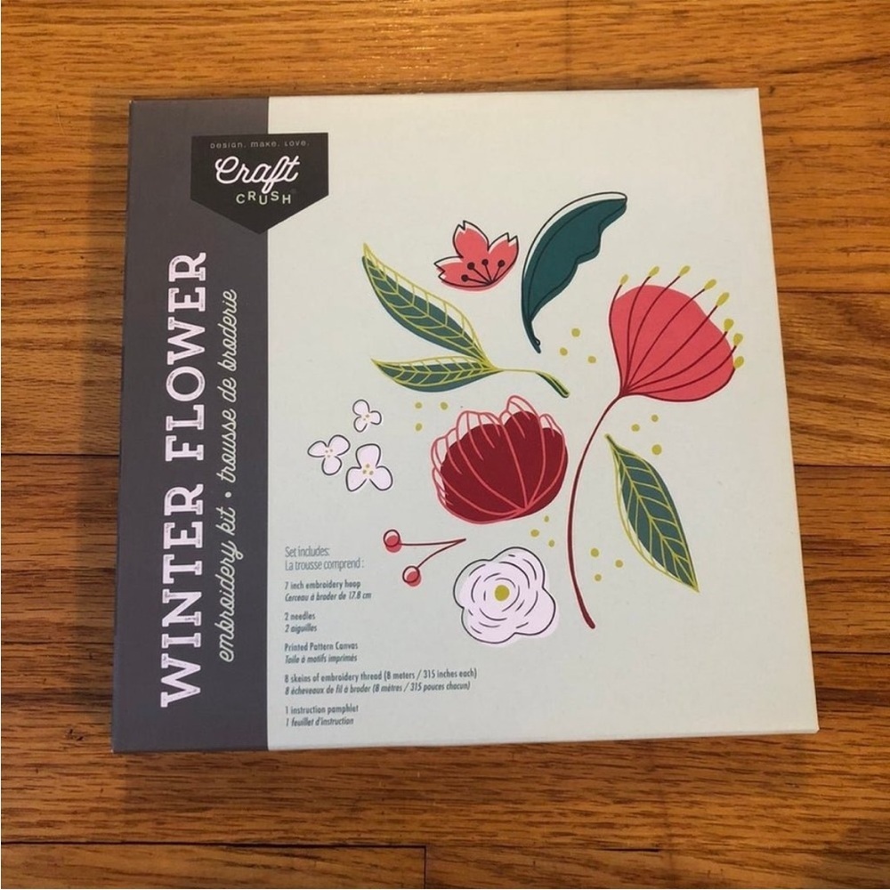 New sealed Craft Crush Embroidery Kit Winter Flowers